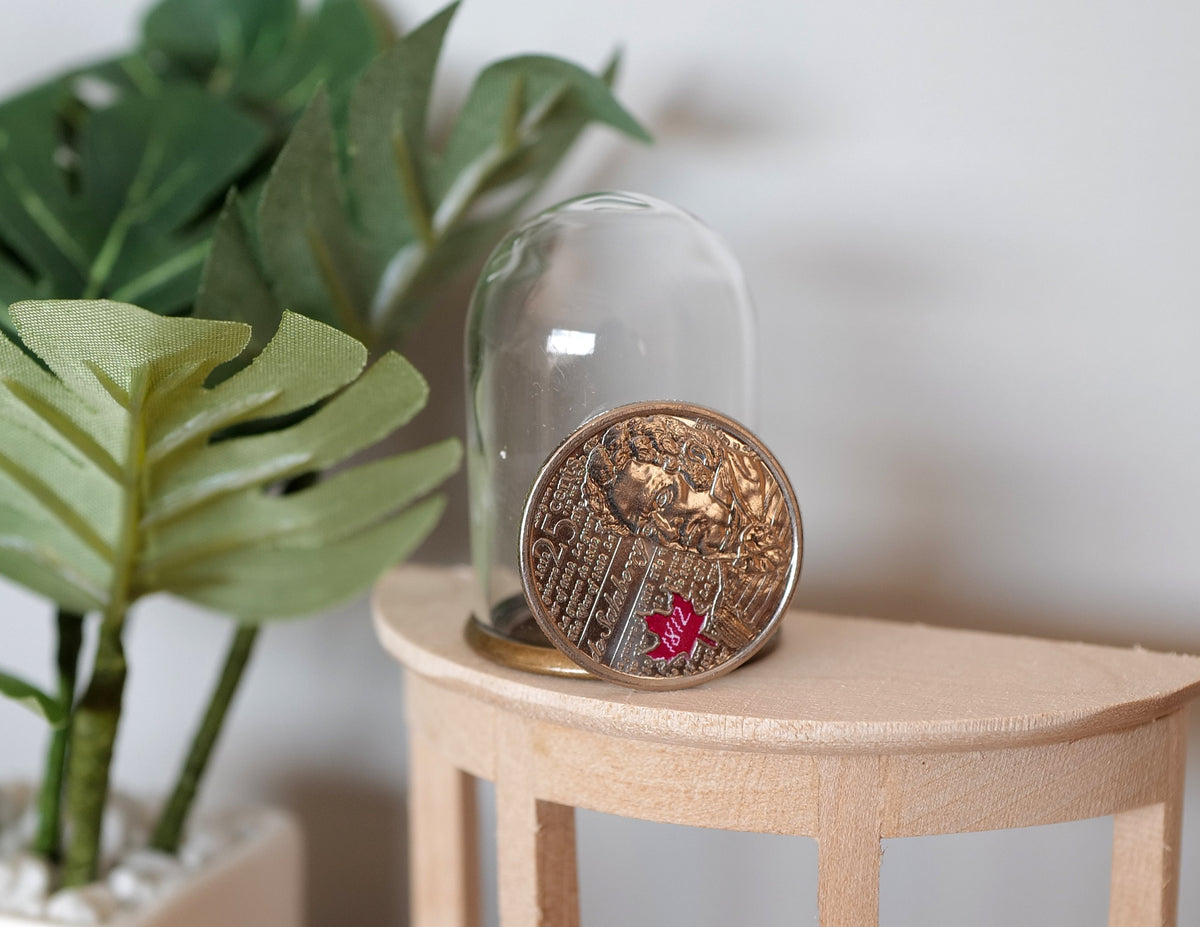 1:12 Scale Miniature Glass Dome on Bronze Metal Base, 1-1/2 inch tall, DIY Dollhouse Supply (large)
