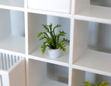 1:12 Dollhouse Supplies miniature plant with white pot miniature leafy tree 1-3/16 inch tall  (dark green) - B058