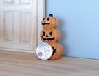 1:12 Scale Miniature Halloween Pumpkin Stack, 3 Carved Pumpkins, 2-3/8 inch tall, DIY Dollhouse Supply