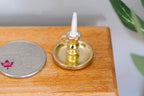 1:12 Scale Miniature Brass Chamberstick Candle Holder with Candle, 1 inch tall, DIY Dollhouse Supply