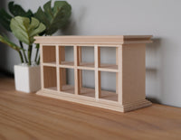 1:12 Dollhouse Miniature 4 x 2 shelf unpainted wooden storage cabinet 1 12th scale miniature, foyer table, living room storage