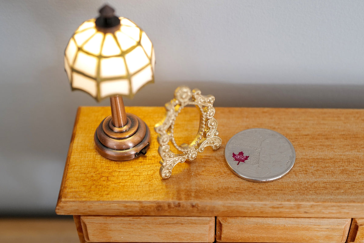 1:12 Scale Miniature Ornate Photo Frame, 1-3/16 inch tall, DIY Dollhouse Supply (gold)