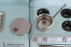 1:12 Scale Miniature Metal Hanging Saucepan, Long Handle, 1-9/16 inch long, DIY Dollhouse Supply (silver)