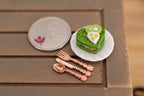 1:12 Scale Miniature Matcha Waffle with Cream, Plate and Cutlery, 1/2 inch wide, DIY Dollhouse Supply