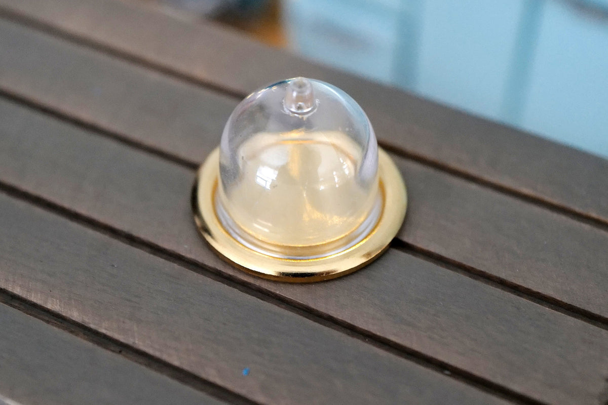 1:12 Scale Miniature Cake Dome with Round Metal Plate, 1-1/8 inch dia., DIY Dollhouse Supply (gold)