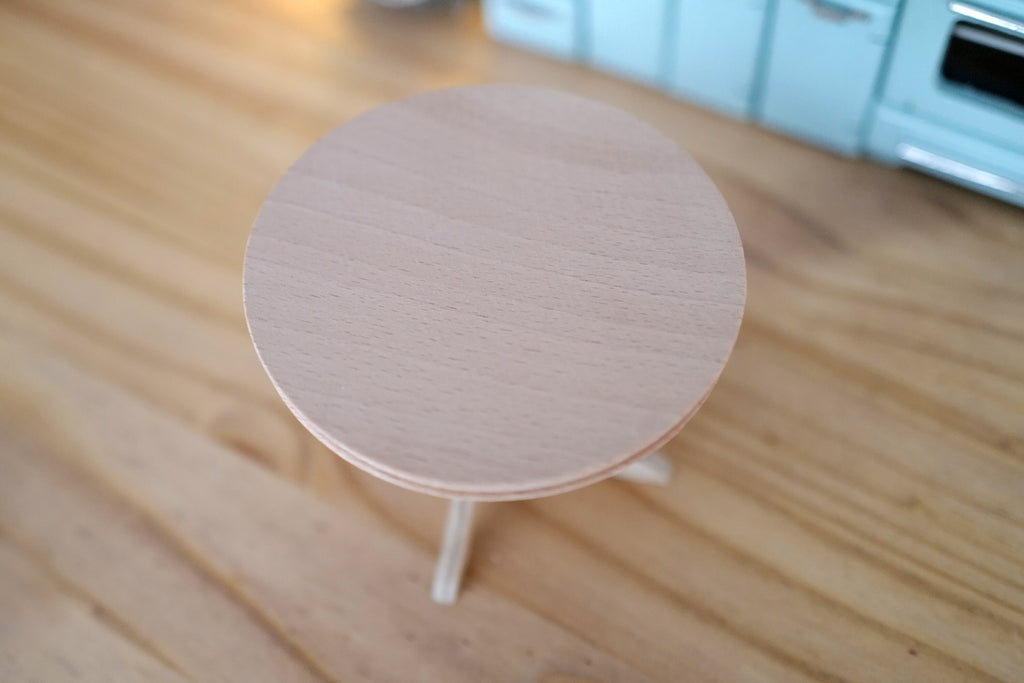 1:12 Scale Miniature Unpainted Wood Round Pedestal Dining Table, 3 Feet, 3-3/4 inch dia., DIY Dollhouse Supply