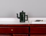 Dollhouse Miniature Metal Gooseneck Stove Top Kettle Water Tea Pot, Water Boiler Pot(Dark green) E052