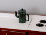 Dollhouse Miniature Metal Gooseneck Stove Top Kettle Water Tea Pot, Water Boiler Pot(Dark green) E052
