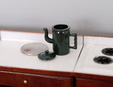 Dollhouse Miniature Metal Gooseneck Stove Top Kettle Water Tea Pot, Water Boiler Pot(Dark green) E052