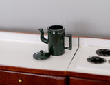 Dollhouse Miniature Metal Gooseneck Stove Top Kettle Water Tea Pot, Water Boiler Pot(Dark green) E052