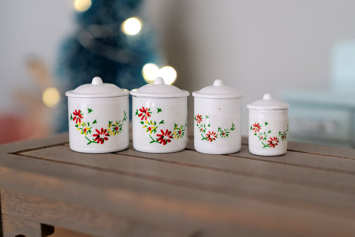 1:12 Dollhouse Supplies Miniature White Canister Set - A017