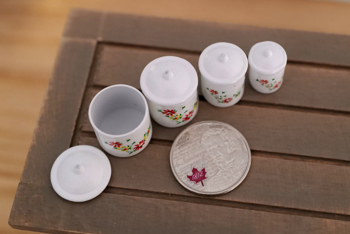 1:12 Dollhouse Supplies Miniature White Canister Set - A017
