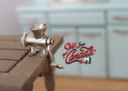 1:12 Scale Miniature Metal Meat Grinder, Hand Crank with Table Clamp, 1 inch tall, DIY Dollhouse Supply