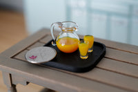 1:12 Dollhouse beverages miniature orange juice set jug of orange juice, 2 glasses and tray E071