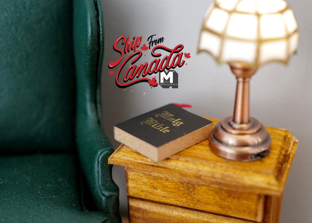 1:12 Scale Miniature Holy Bible Book with Ribbon Bookmark, 15/16 inch tall, DIY Dollhouse Supply (can't open) (black)