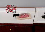 1:12 scale Dollhouse Supplies Miniatures Fresh Food, ground meat on cutting board, Preparation Wooden Board E020