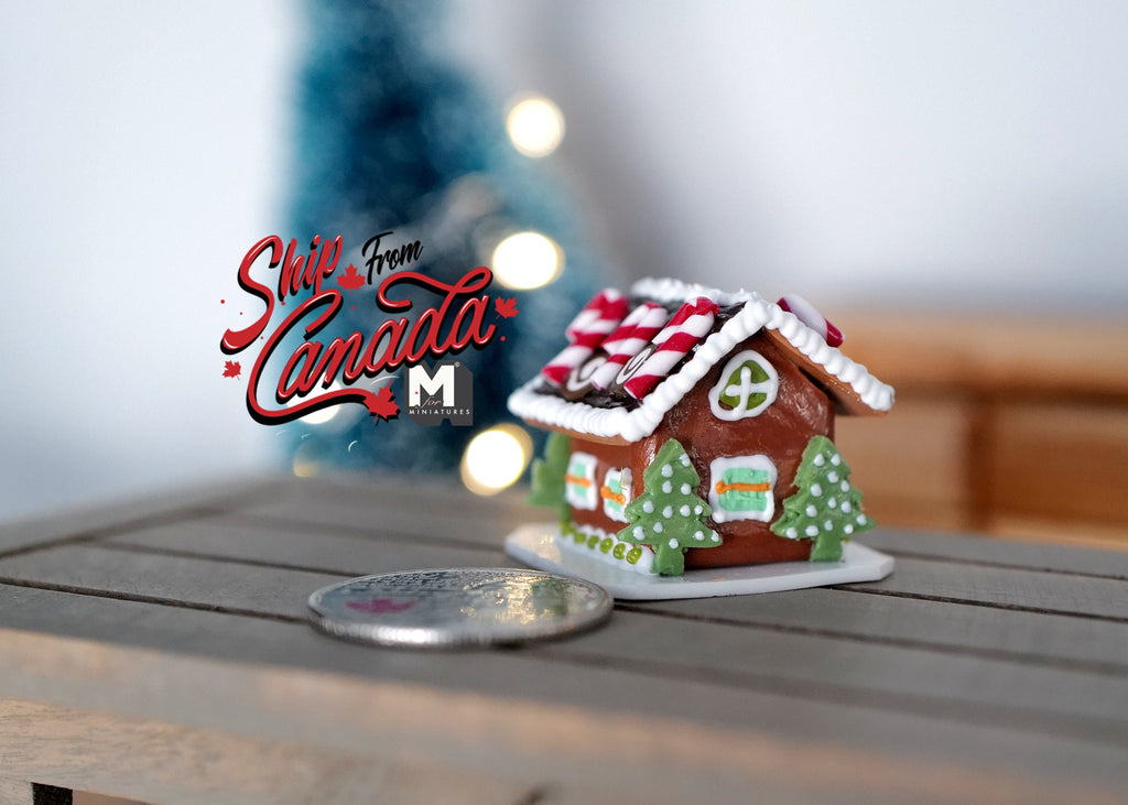Miniatura in scala 1:12 casetta di pan di zenzero natalizia con Babbo Natale di pan di zenzero, alta 1 inch, accessori fai da te per casa delle bambole