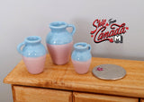1:12 Miniature Stoneware Jugs Crocks Set of 3 1" Scale Dollhouse Supplies Stoneware Jugs - B104