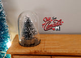 1:12 Dollhouse Miniature Decorated Christmas Tree under glass dome display on metal base - A092