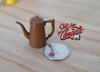 1:12 Scale Miniature Metal Gooseneck Kettle, 1-3/16 inch tall, DIY Dollhouse Supply (brown)