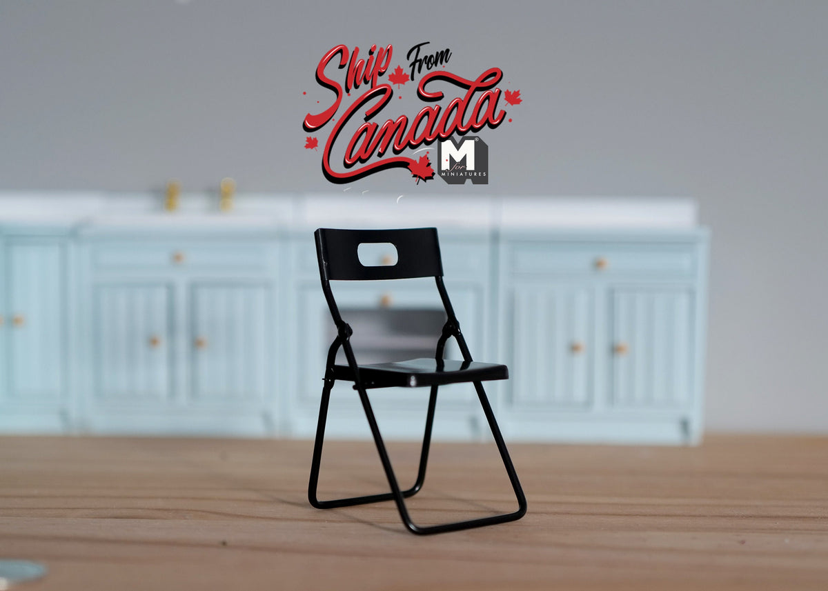 Dollhouse Folding Chair 1:12 Scale Miniature Black Metal - D031