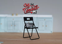 Dollhouse Folding Chair 1:12 Scale Miniature Black Metal - D023