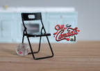 Dollhouse Folding Chair 1:12 Scale Miniature Black Metal - D031