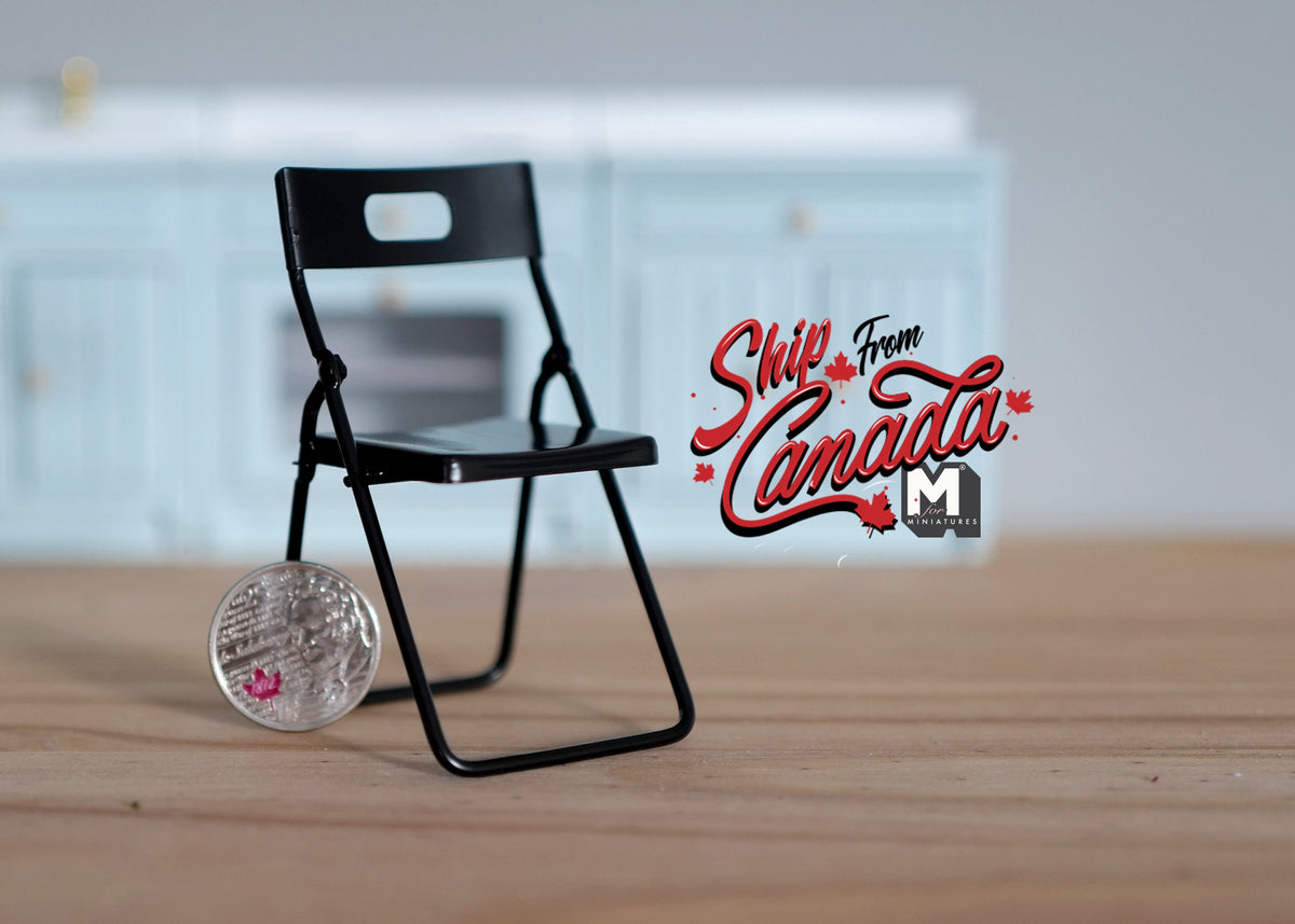 Dollhouse Folding Chair 1:12 Scale Miniature Black Metal - D031