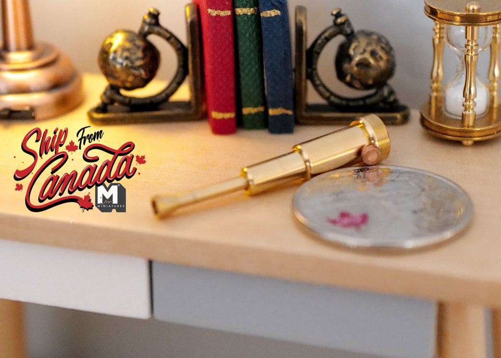 1:12 Scale Miniature Spyglass Telescope, Extendable, 13/16 inch long, DIY Dollhouse Supply (metal)