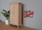 1:12 Dollhouse Supplies bedroom furniture miniature unfinished unpainted wooden dresser closet with 2 swing doors and top shelf - I033