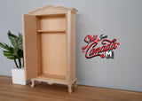 1:12 Dollhouse bedroom furniture miniature unfinished unpainted wooden dresser closet with 2 swing doors and top shelf - G001