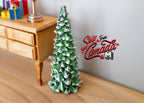 1:12 Scale Miniature Snow Covered Christmas Tree, Flocked, 3-3/4 inch tall, DIY Dollhouse Supply