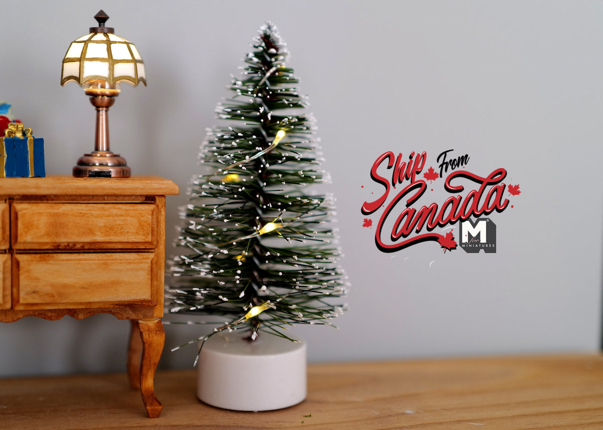 1:12 Scale Miniature Christmas Tree with LED Lights, 5-1/8 inch tall, DIY Dollhouse Supply (green)