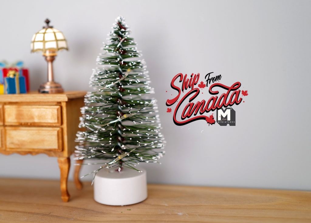 1:12 Scale Miniature Christmas Tree with LED Lights, 5-1/8 inch tall, DIY Dollhouse Supply (green)