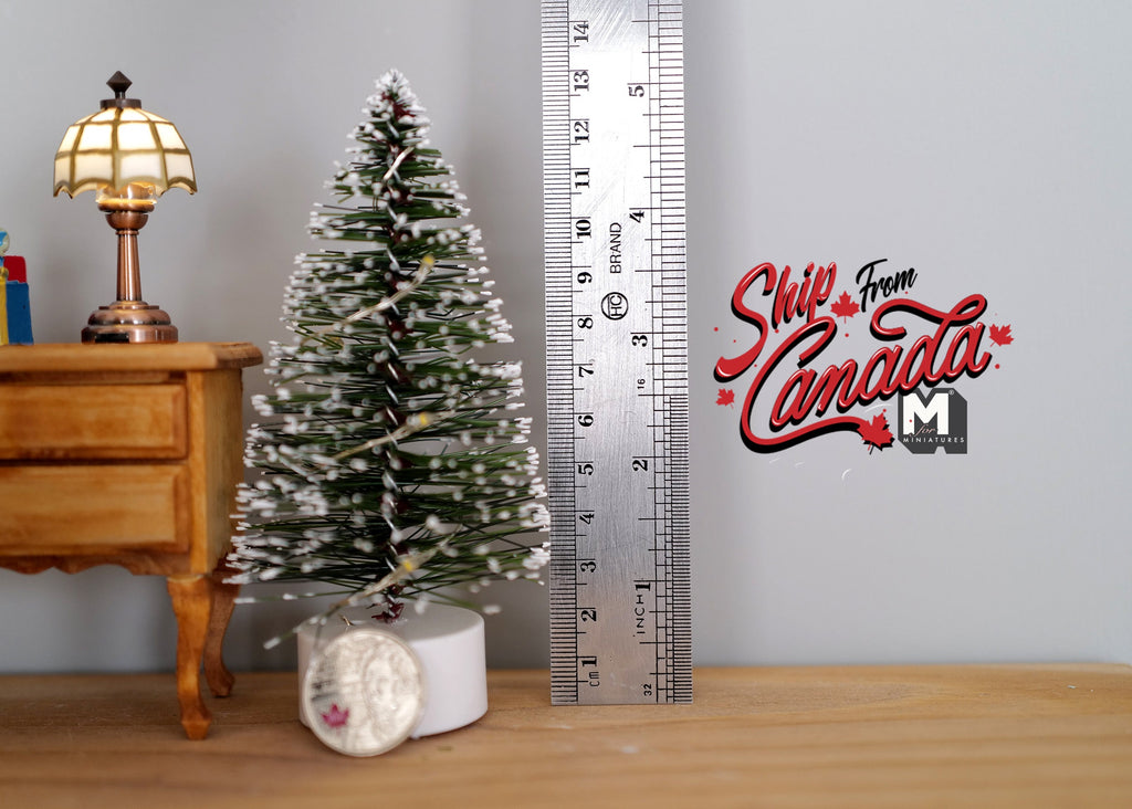 1:12 Scale Miniature Christmas Tree with LED Lights, 5-1/8 inch tall, DIY Dollhouse Supply (green)