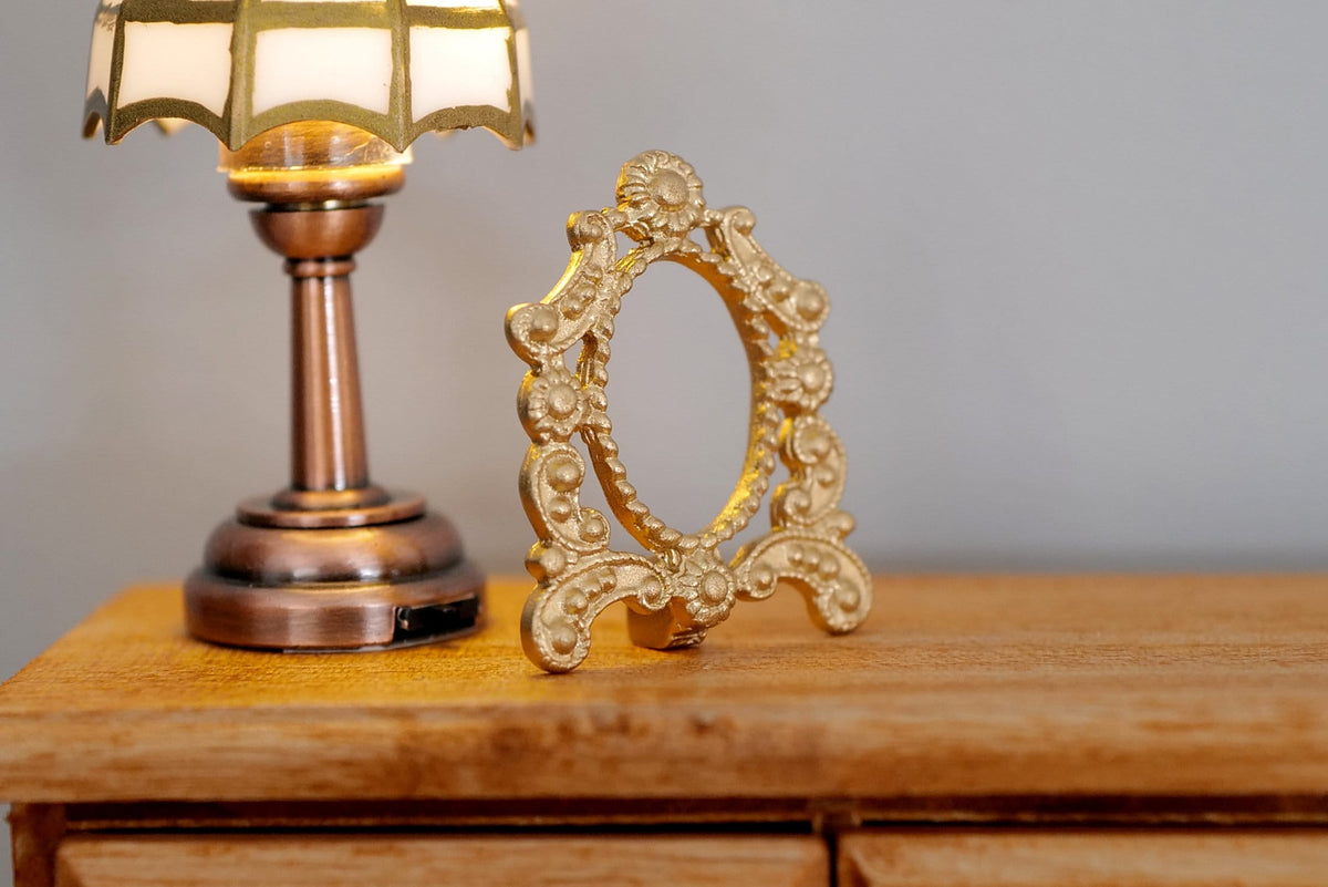 1:12 Scale Miniature Ornate Photo Frame, 1-3/16 inch tall, DIY Dollhouse Supply (gold)