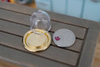 1:12 Scale Miniature Cake Dome with Round Metal Plate, 1-1/8 inch dia., DIY Dollhouse Supply (gold)