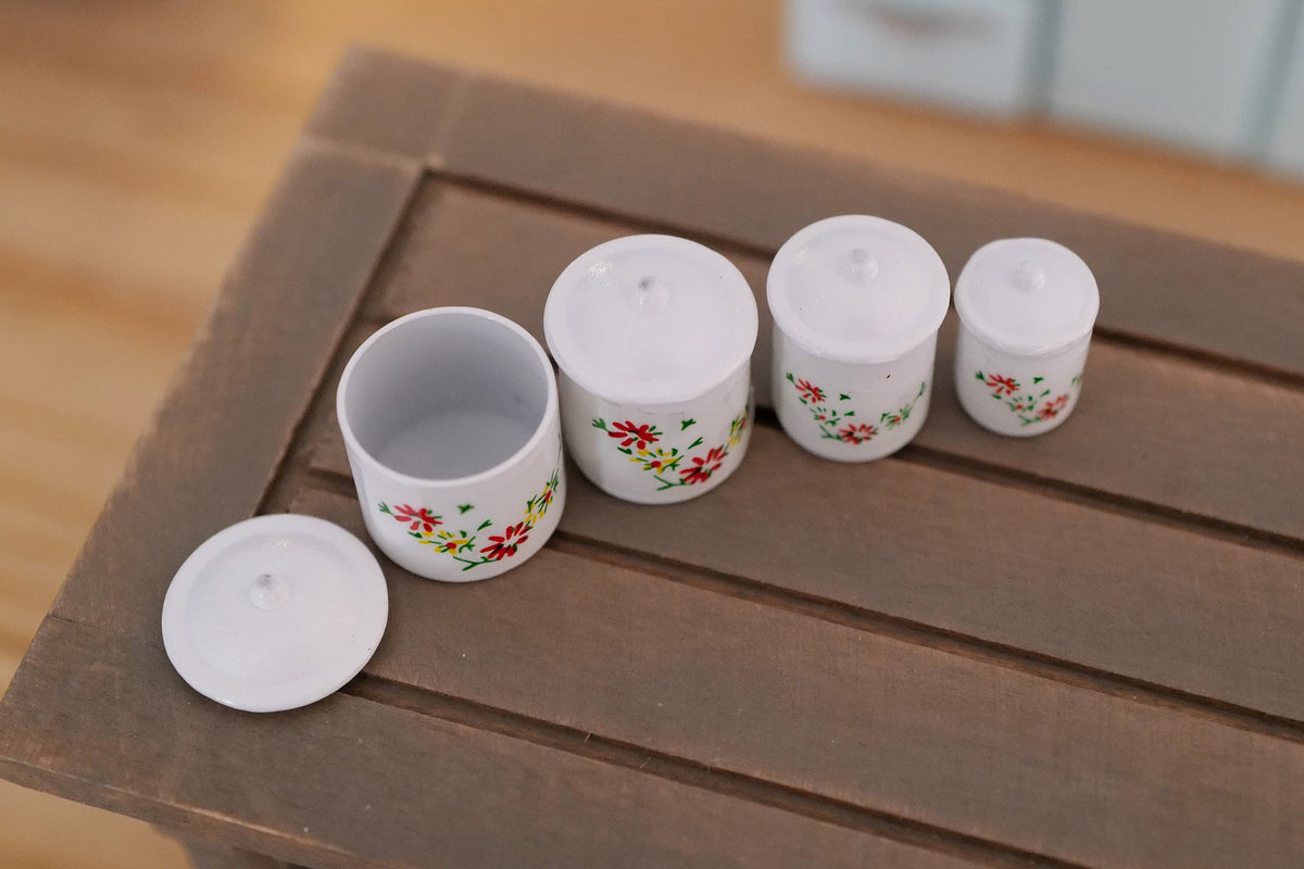 1:12 Dollhouse Supplies Miniature White Canister Set - A017