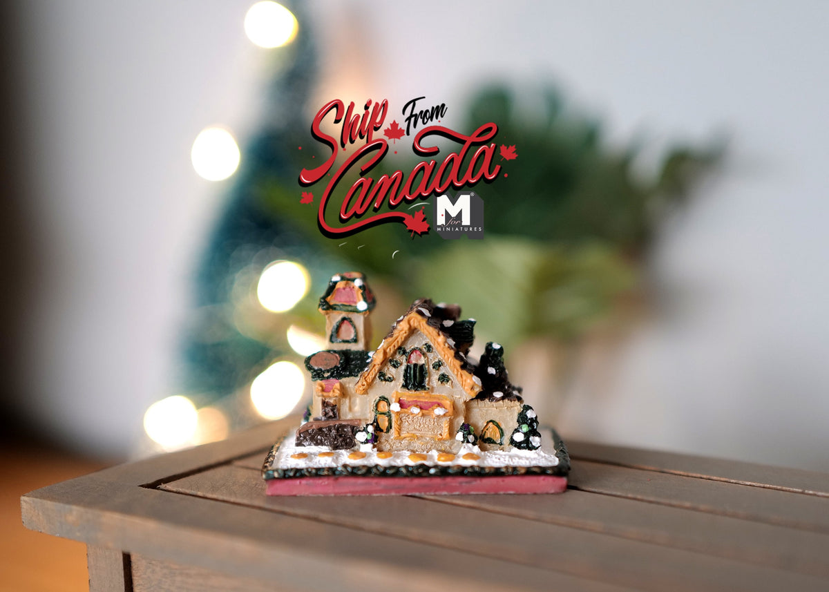 1:12 Scale Miniature Christmas Gingerbread House, Iced Roof and Candy, 1-3/4 inch long, DIY Dollhouse Supply