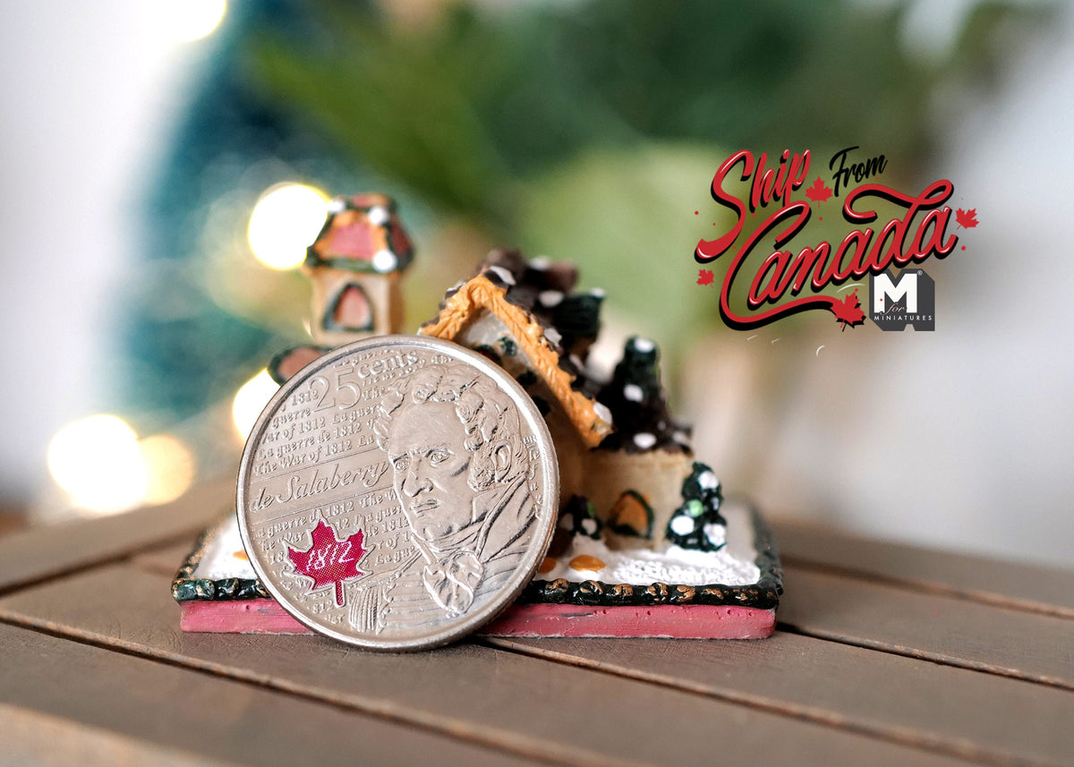 1:12 Scale Miniature Christmas Gingerbread House, Iced Roof and Candy, 1-3/4 inch long, DIY Dollhouse Supply