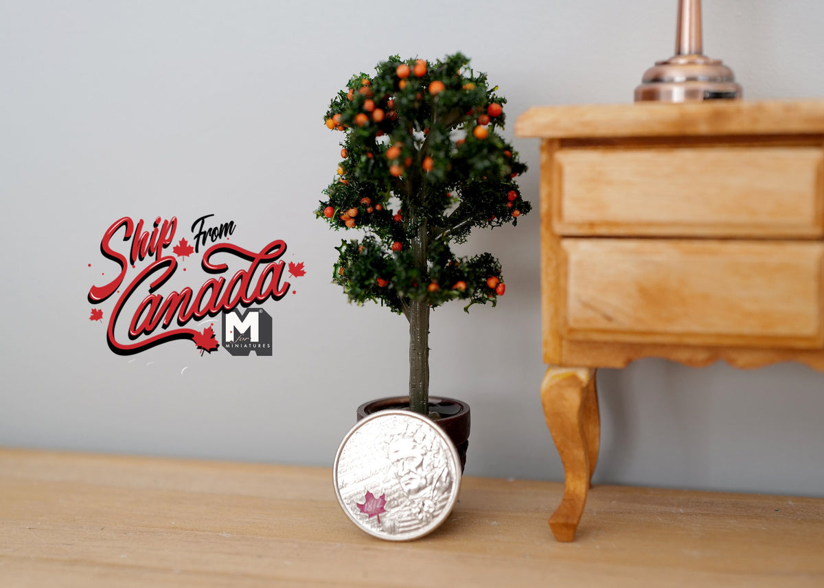 1:12 Scale Miniature Potted Topiary Tree with Pink Flowers, Ball Shape, 3-1/8 inch tall, DIY Dollhouse Supply