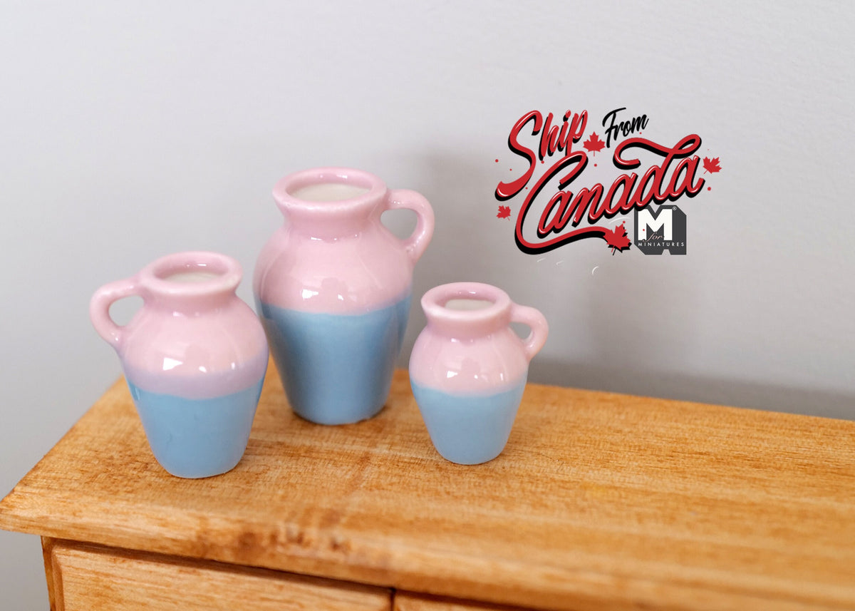 1:12 Dollhouse Stoneware Jugs Crocks Set of 3 1" Scale Miniature Stoneware Jugs - B104