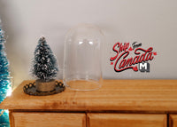 1:12 Dollhouse Miniature Decorated Christmas Tree under glass dome display on metal base - A092