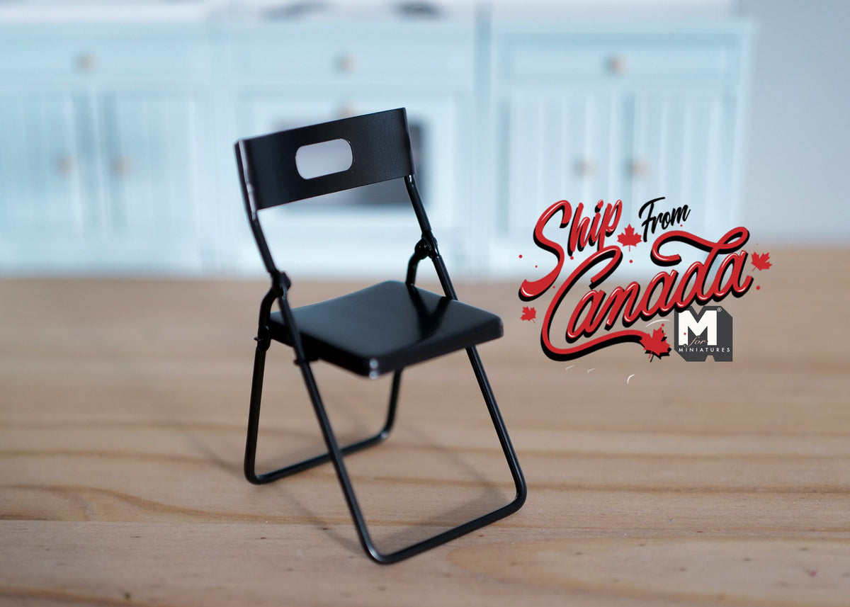 Dollhouse Folding Chair 1:12 Scale Miniature Black Metal - D031
