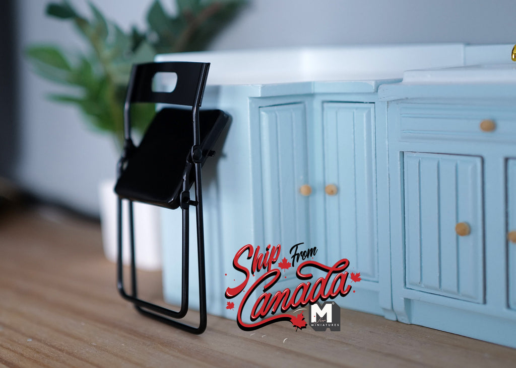 Dollhouse Folding Chair 1:12 Scale Miniature Black Metal - D031
