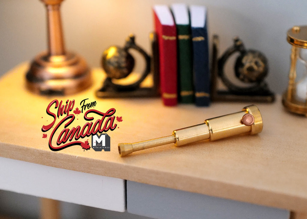 1:12 Scale Miniature Spyglass Telescope, Extendable, 13/16 inch long, DIY Dollhouse Supply (metal)