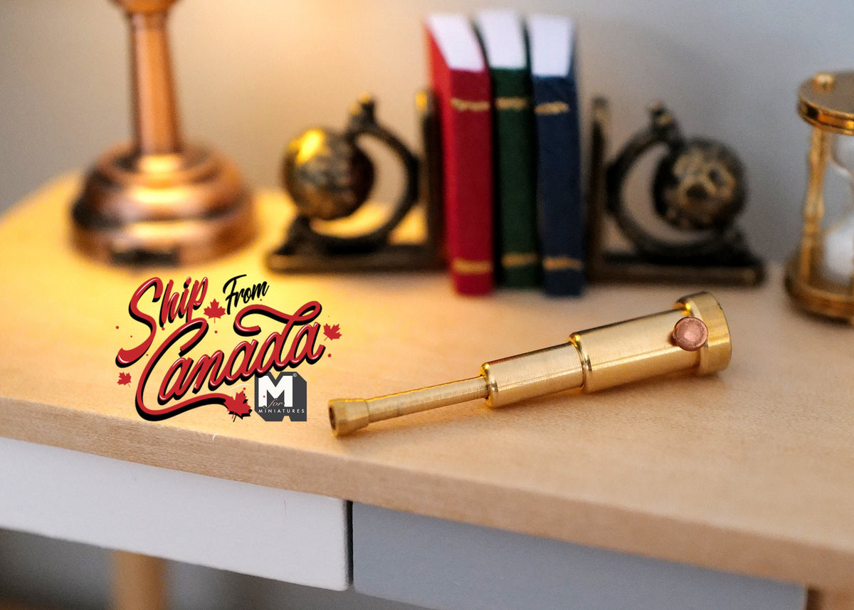 1:12 Scale Miniature Spyglass Telescope, Extendable, 13/16 inch long, DIY Dollhouse Supply (metal)