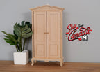 1:12 Dollhouse Supplies bedroom furniture miniature unfinished unpainted wooden dresser closet with 2 swing doors and top shelf - I033