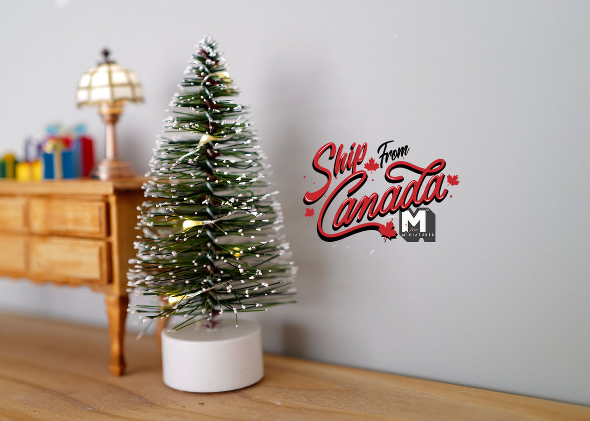 1:12 Scale Miniature Christmas Tree with LED Lights, 5-1/8 inch tall, DIY Dollhouse Supply (green)
