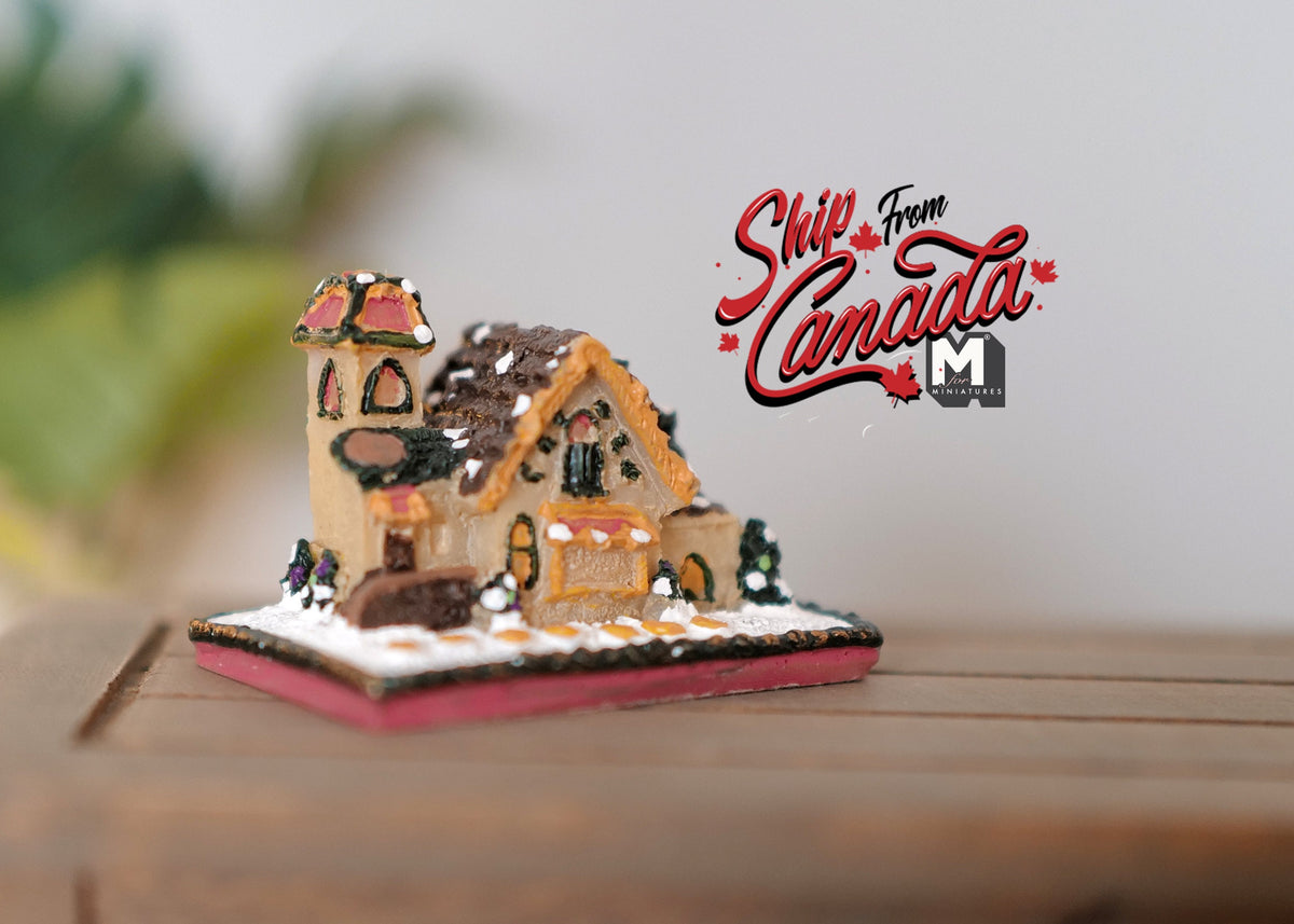 1:12 Scale Miniature Christmas Gingerbread House, Iced Roof and Candy, 1-3/4 inch long, DIY Dollhouse Supply